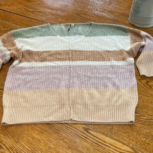 Misia colorblock knit sweater.  Lavender, cream, tan, sage.  Size Large.